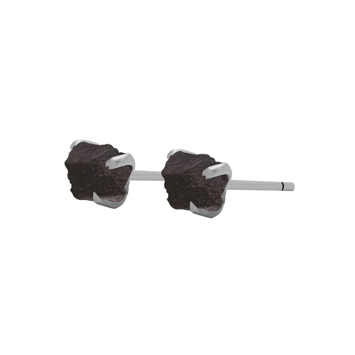 Raw Shungite Stud Earring 925 Sterling Silver Handmade Jewelry For Girls