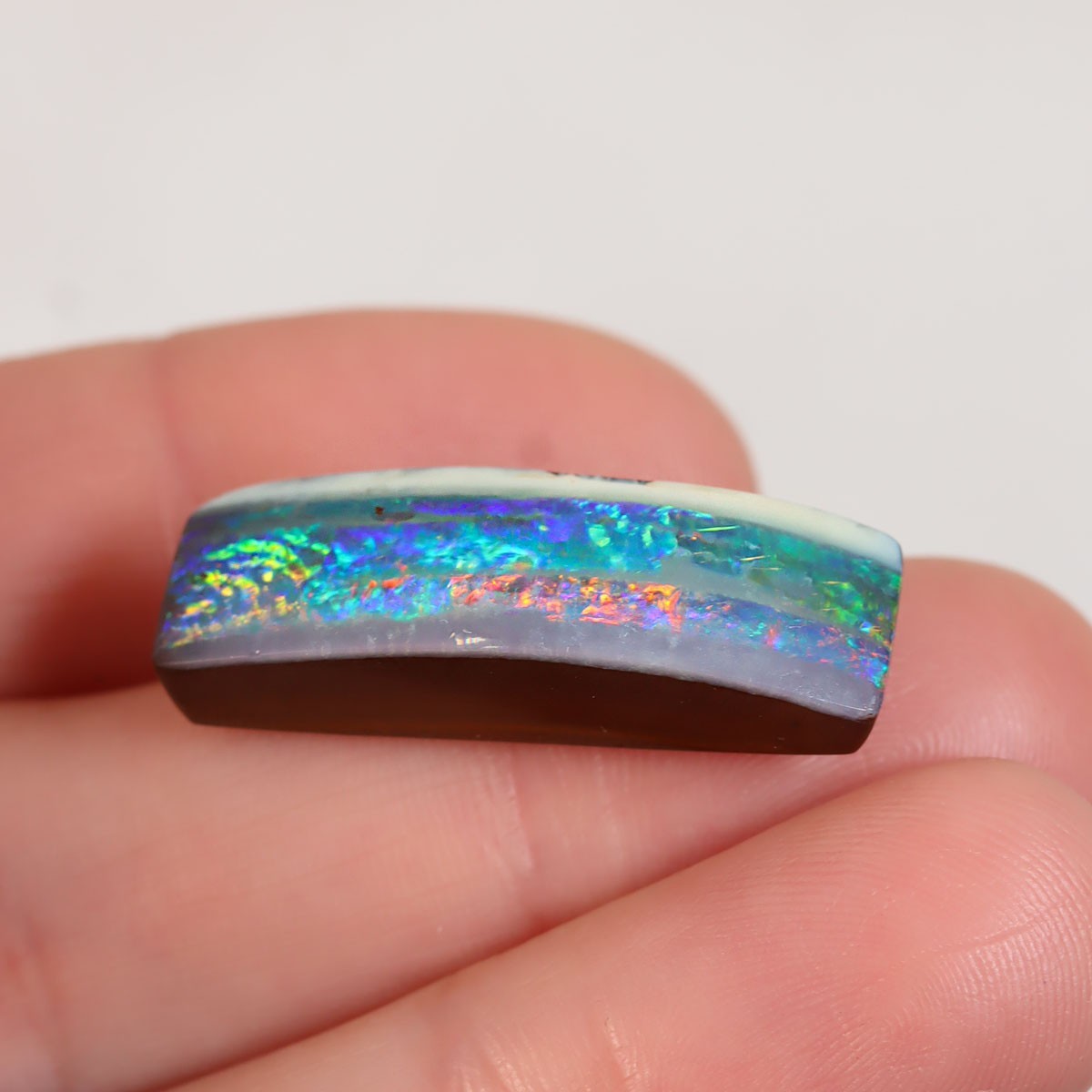 Natural Australian Boulder Opal 21.81 ct, Solid Winton Opal 28.3 x 9.3 mm