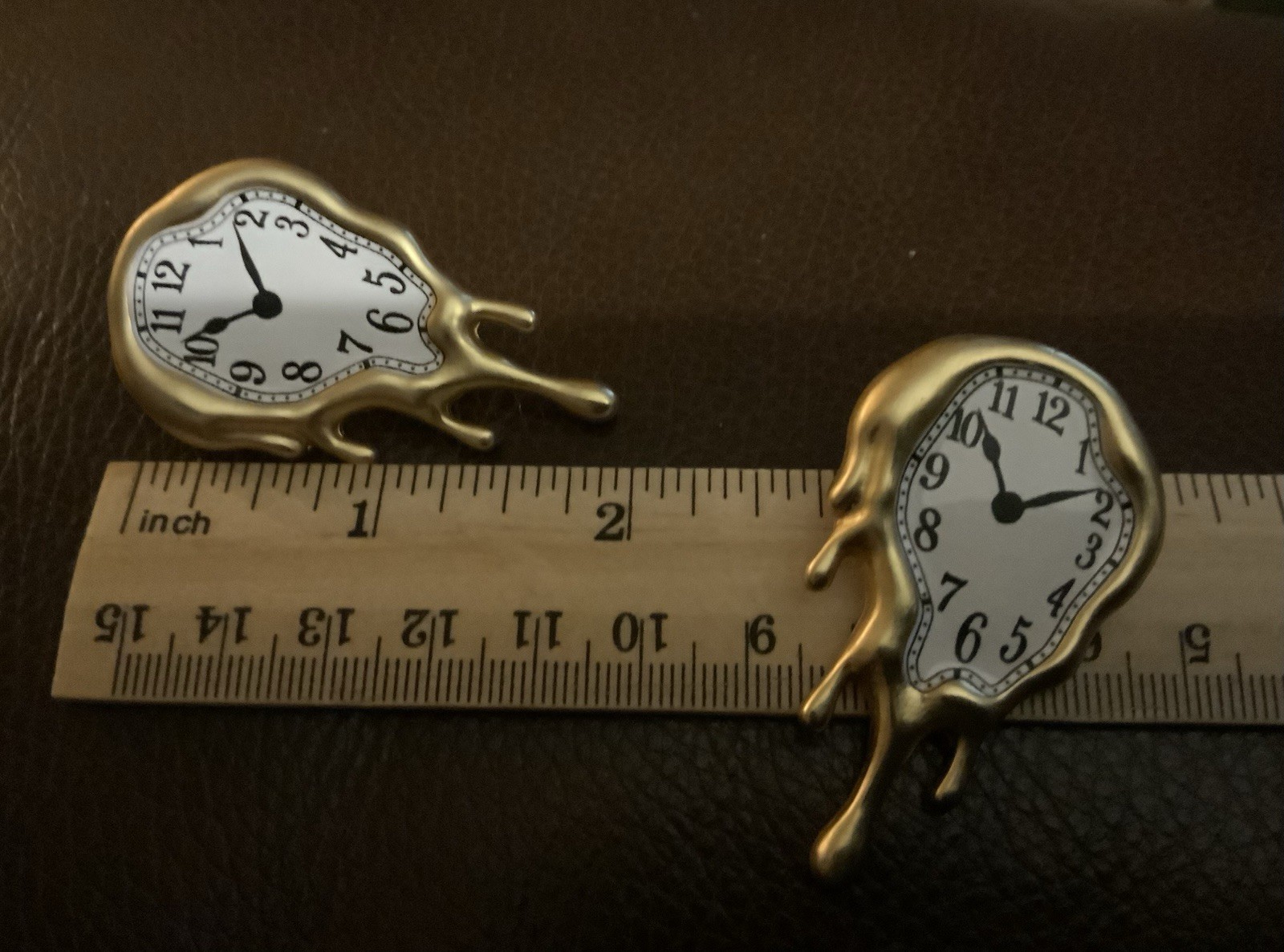 Museum Salvador Dali Melting Clock Earrings Gold Surreal Antique Statement Art