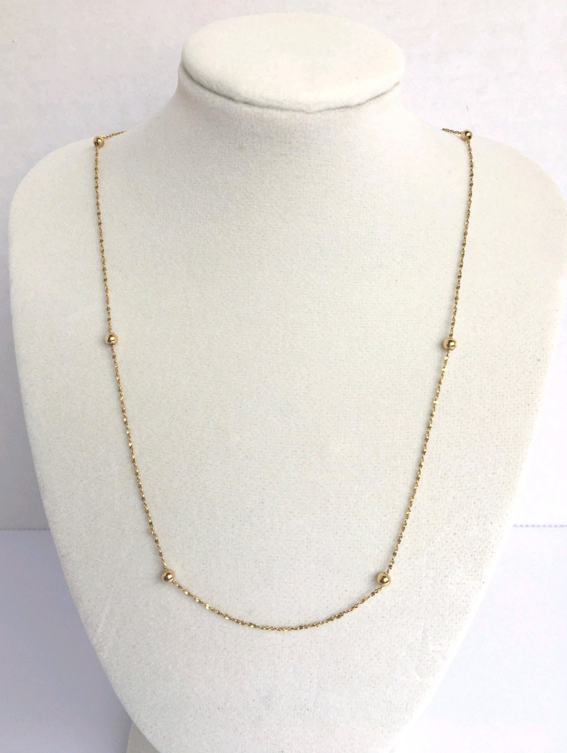 14K Solid Gold Italy Satellite Bead Chain Necklace 19.5” Twisted