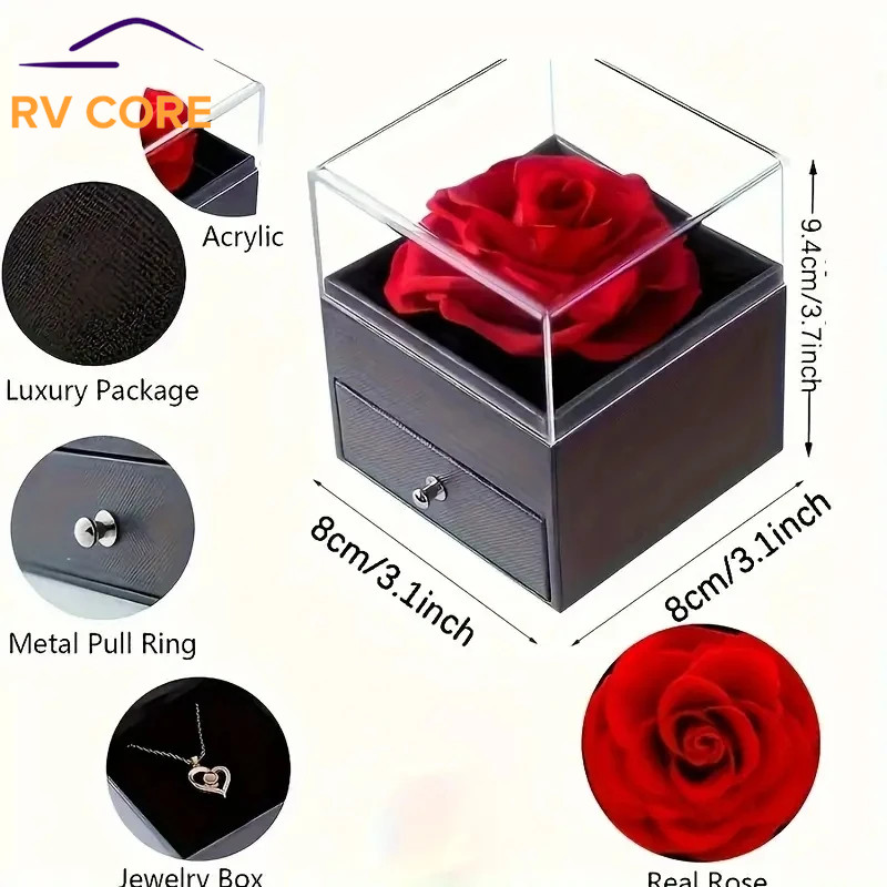 Ocean Heart Necklace Eternal Rose Gift Box Valentine’s Day Gift for Women