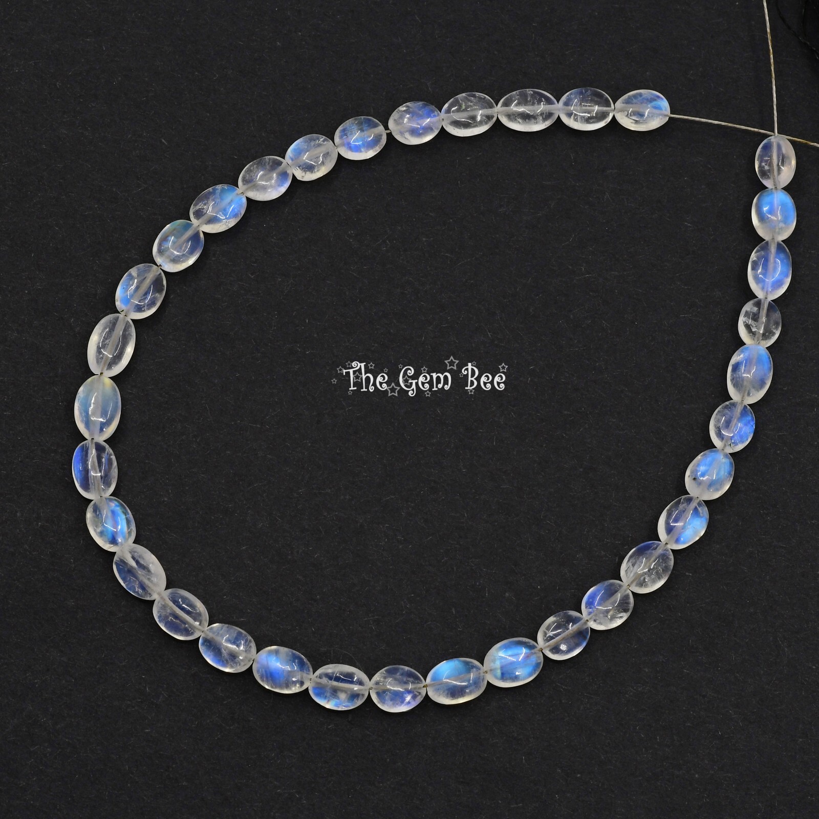 20CT Fine Rainbow Moonstone Smooth Oval Nugget Beads 8 inch strand