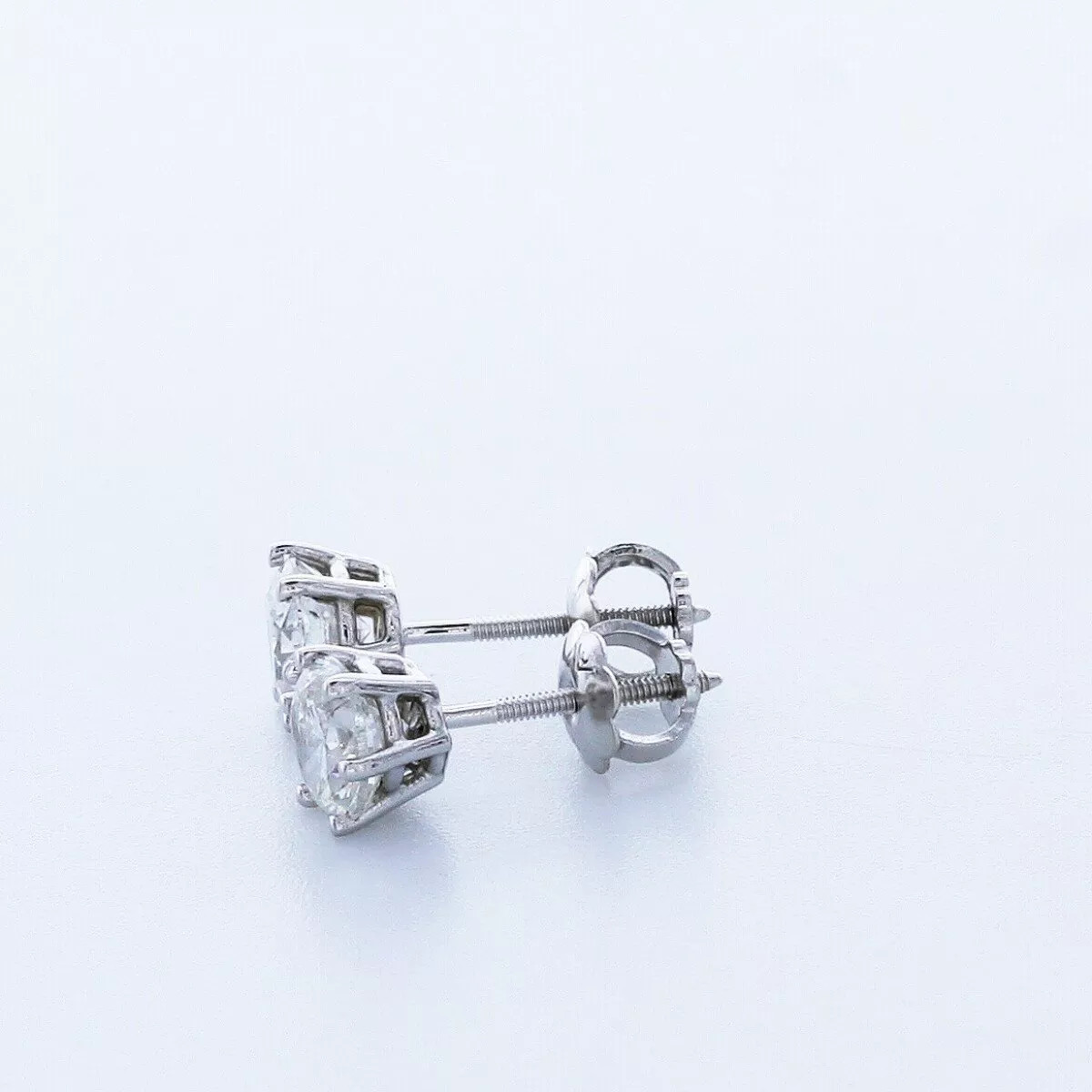 Stud Earrings Classic Solid 14K White Gold 1.26 CT Round Natural Diamond G SI1
