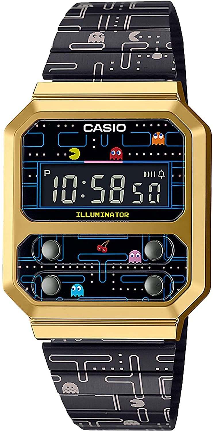 CASIO A100WEPC-1BJR Pac-Man Limited Collaboration Digital Watch Black Gold NEW