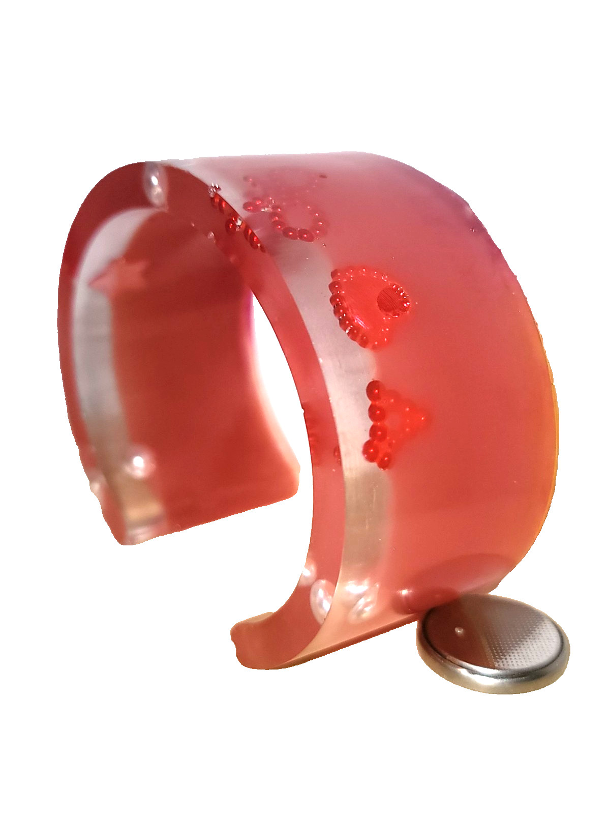 Handcrafted Resin art cuff bracelet peach 1.5×7.5