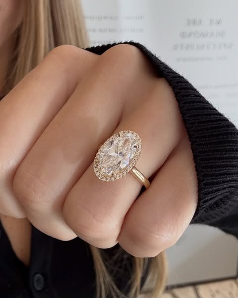 The Art of Fine Jewelry 5.20ct Oval Lab Grown Diamond Ring Solid 14K Yellow Gold