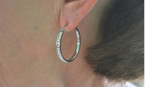 Women’s Large Hoop Earrings Rainbow / Iridescent 30 or 40mm Stainless Steel 56