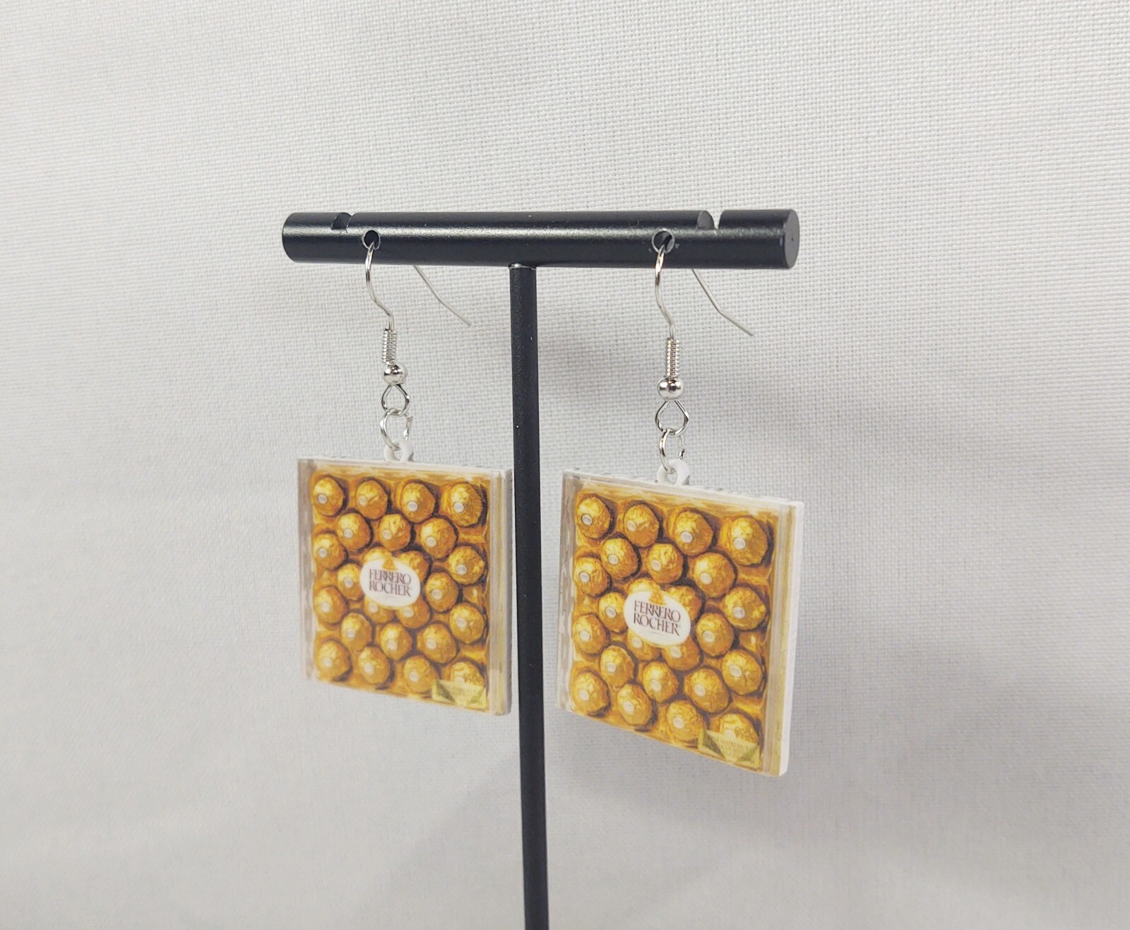 Hook Drop Dangle Pierced Earrings Ferrero Rocher Candy Sweets Costume Jewelry
