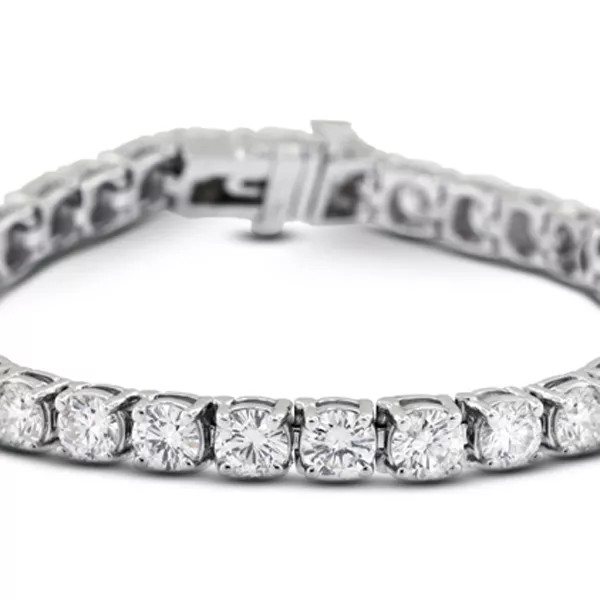 Tennis Bracelet Solid 14K Gold Classic 3.05 Carat Round Lab-Grown Diamond D VVS1