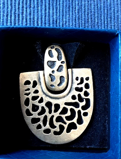 Vintage Modernist Antiqued Brass Openwork Dangle Earring – Single Replacement