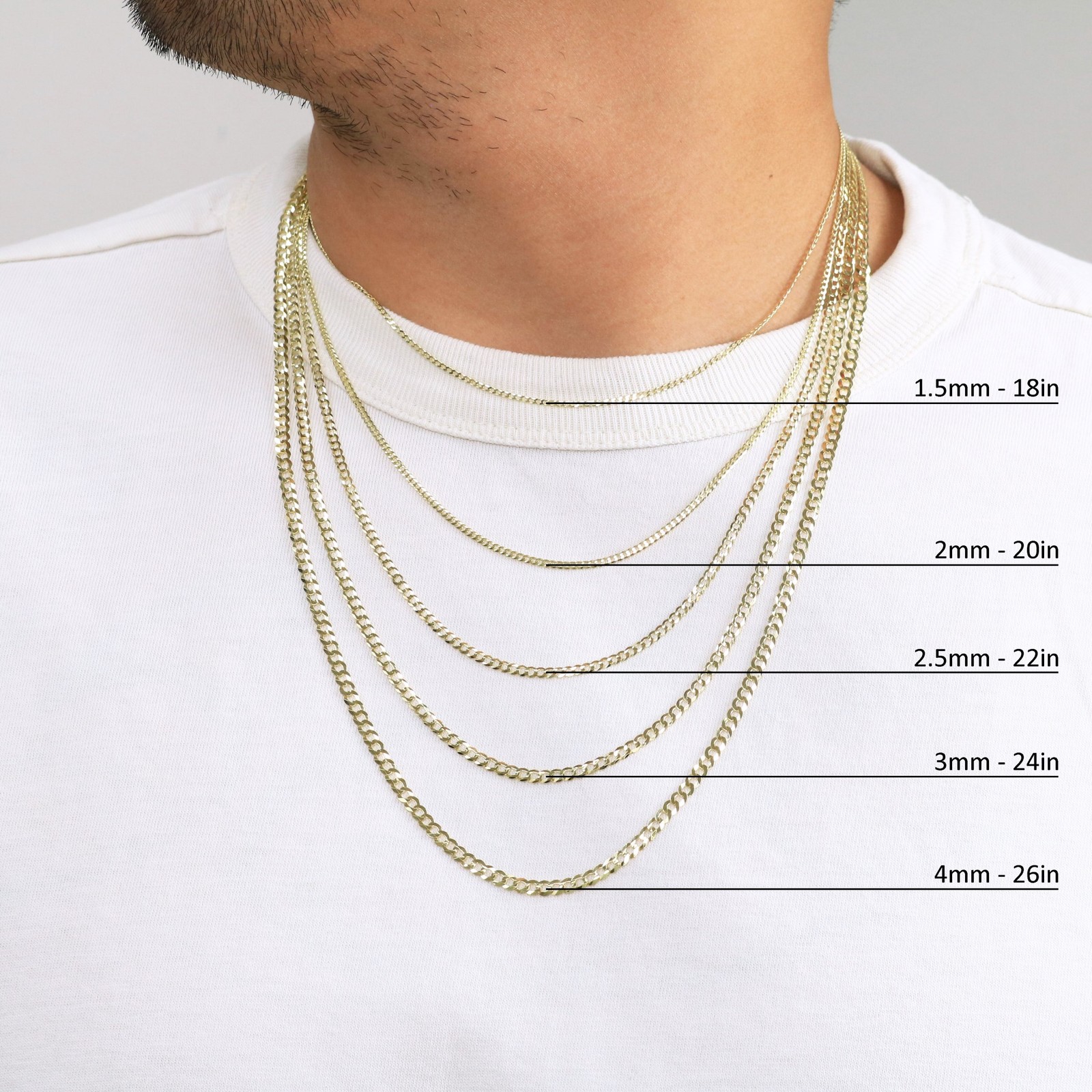 10K Yellow Gold Solid 2mm-12.5mm Curb Cuban Chain Link Necklace Bracelet 7″- 30″