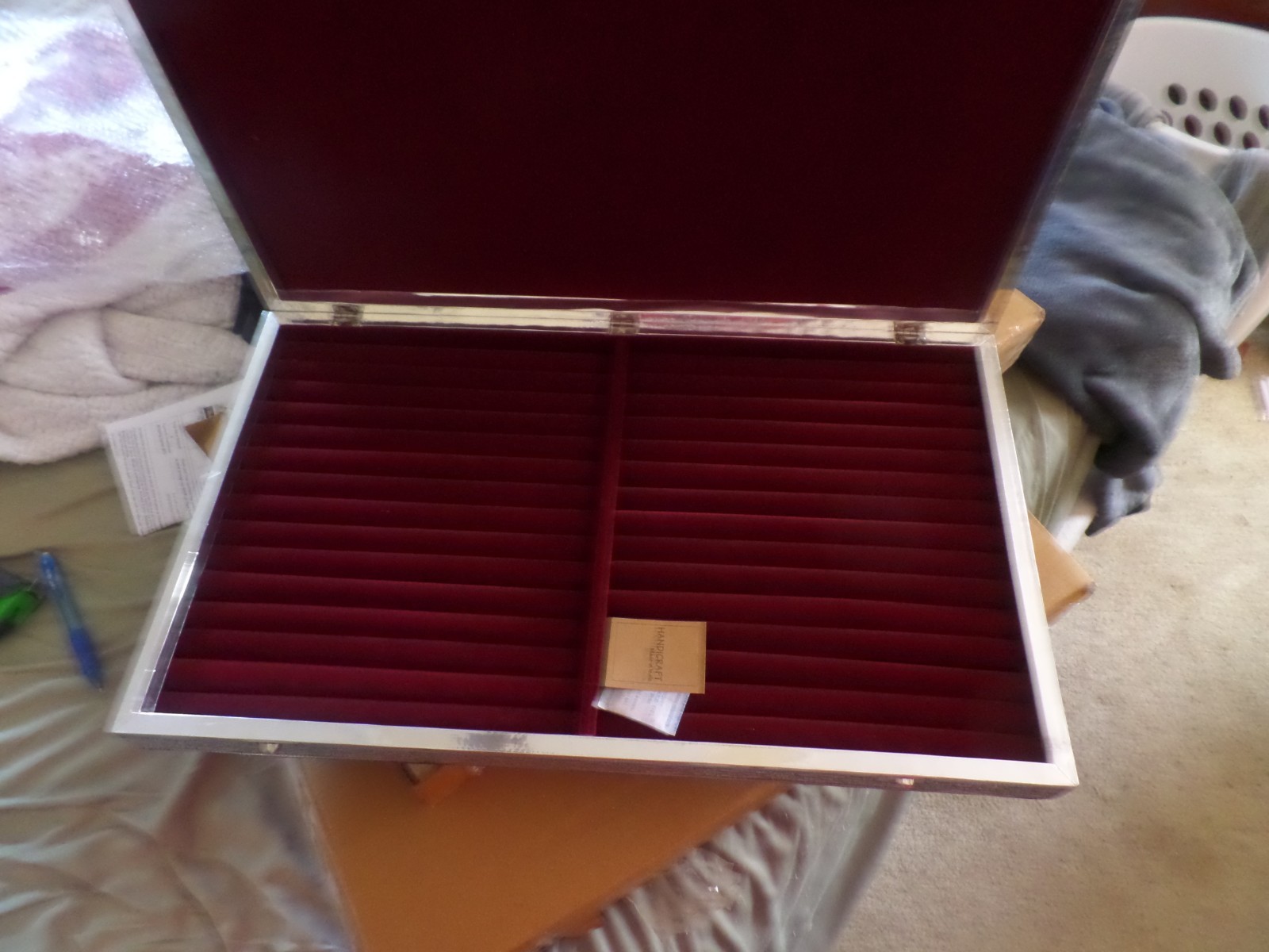 handcrafted esgle embossed oxidized aluminum large jewery box 22x13x2