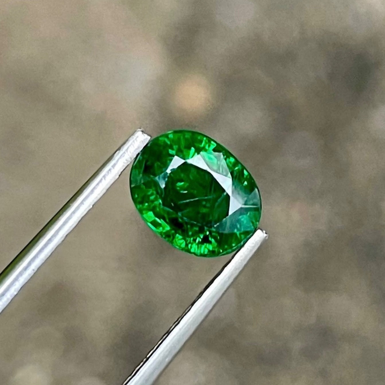 1.60 Carats Natural Rich Green Tsavorite Garnet Oval Cut From Kenyan