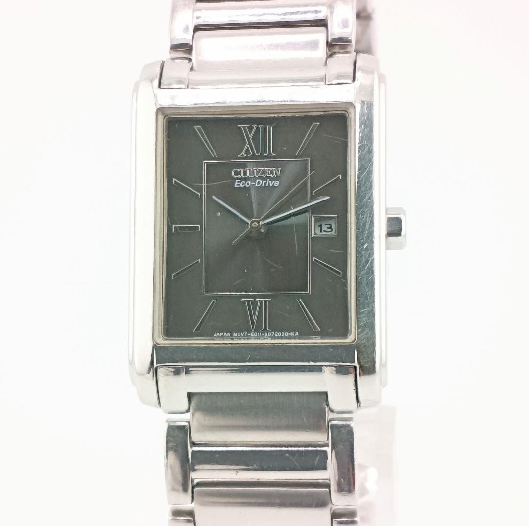 Working CITIZEN Rectangular Eco-Drive Black Dial 3-Hand Men’s Watch