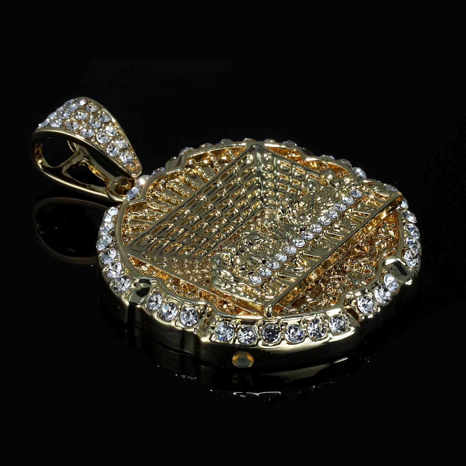 XL Last Supper Pendant Cubic Zirconia Iced Cuban Necklace Chain 14k Gold Plated