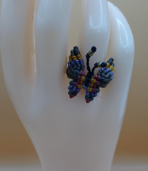 Women’s Ring Woven Macramé Thread Butterfly Design