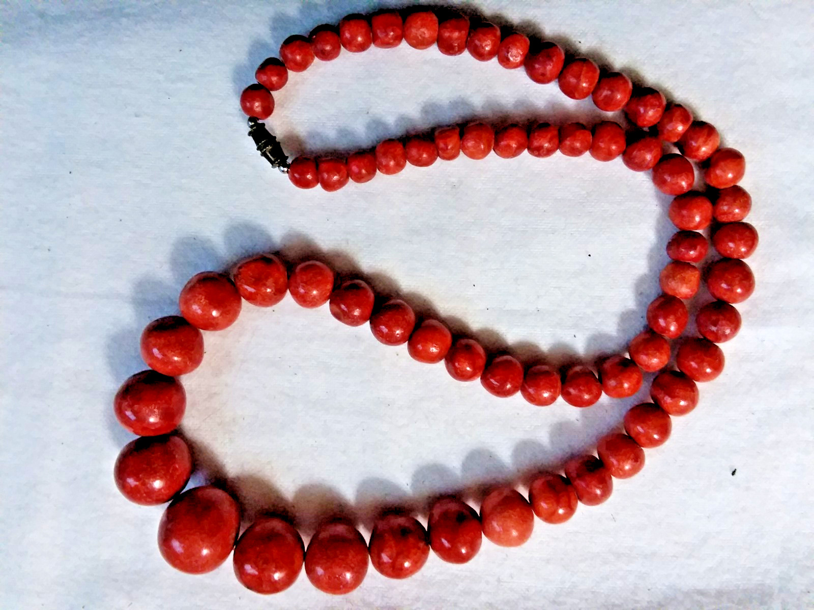 Orange/Brown Beaded Necklace Graduated Round Beads 22″