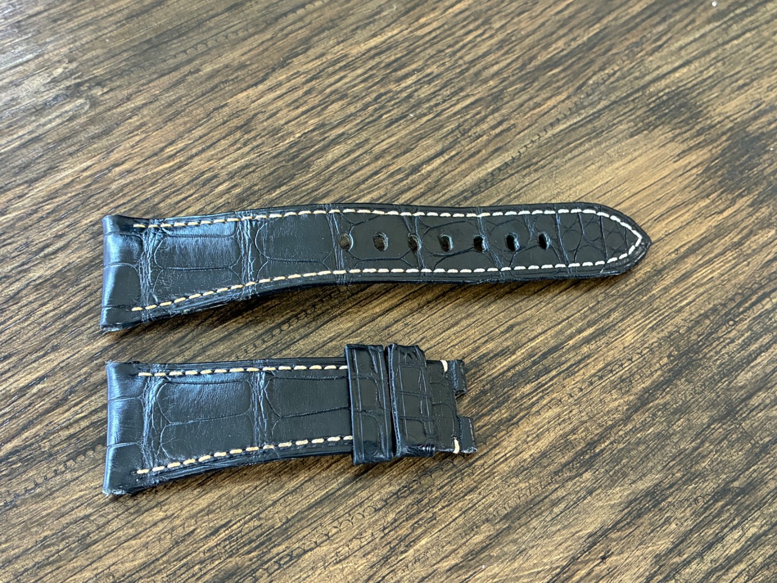 Panerai Mens Radiomir OEM Black Leather Strap Band 25.5mm / 20mm – Great Shape!!
