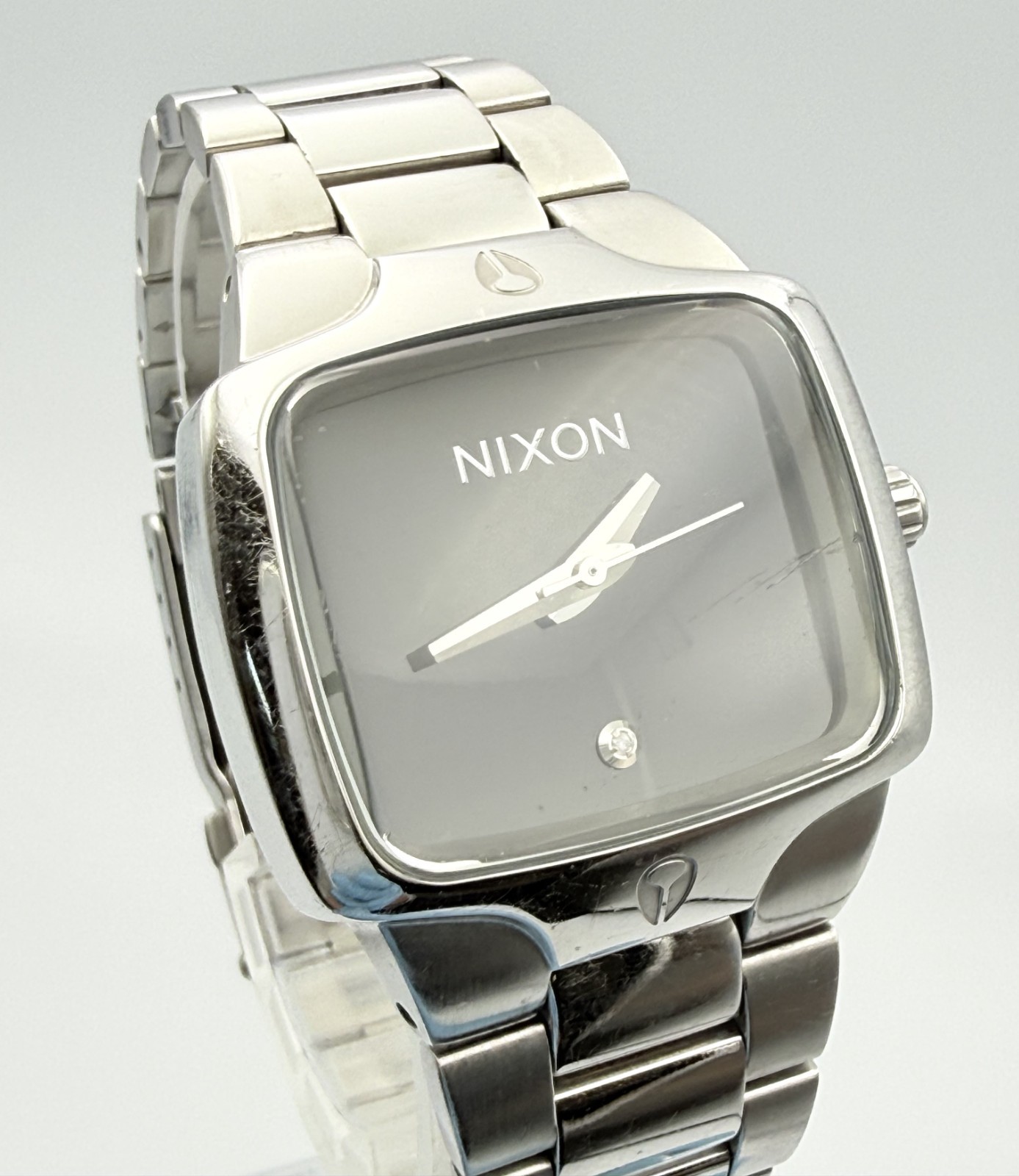 NIXON The SMALL PLAYER Qz Silver Black Dial Watch Wrist 16cm (6.3 in) – Rank C