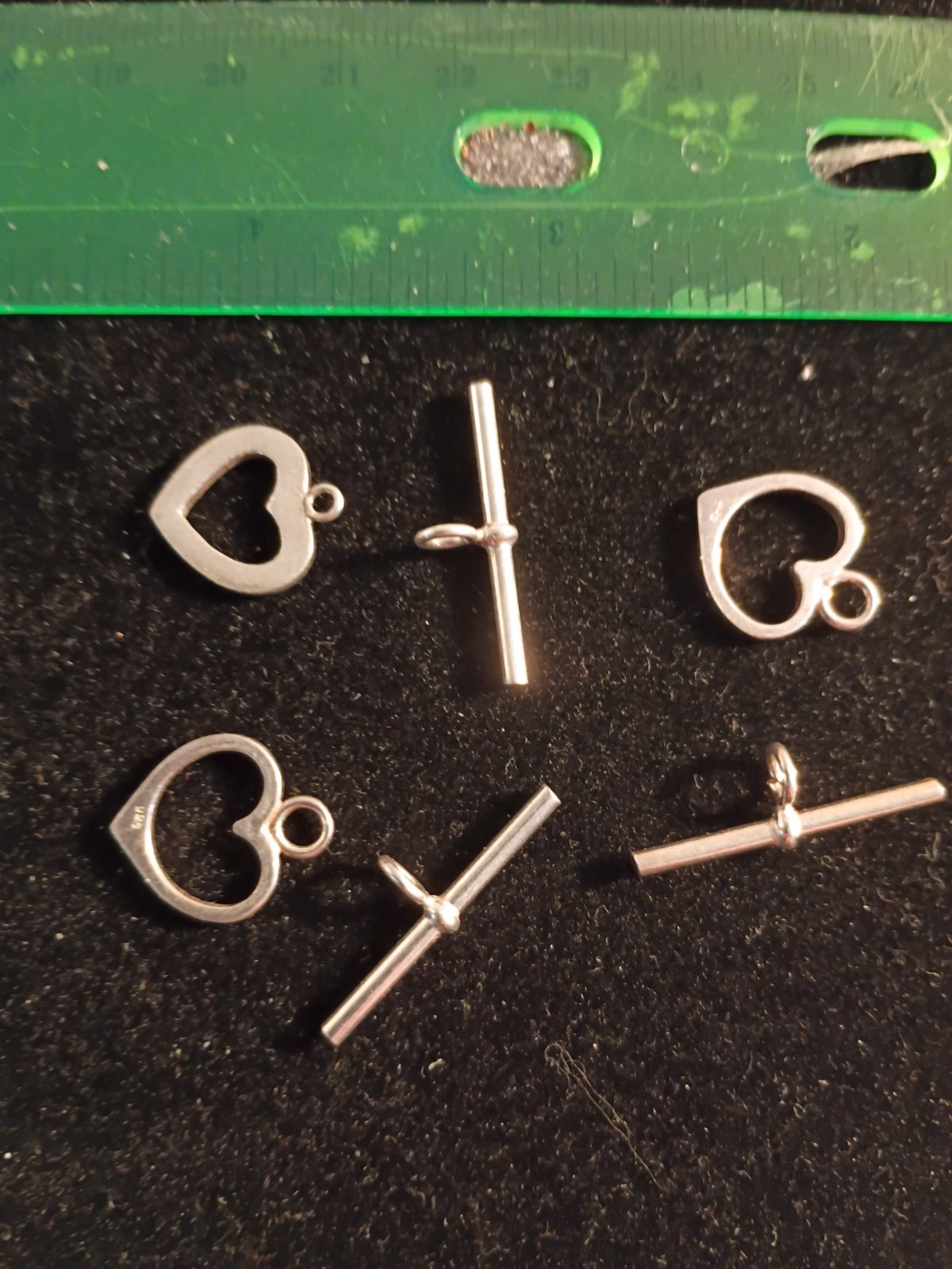 Sterling Silver Love Heart Toggle Clasps 3 Sets. It#25