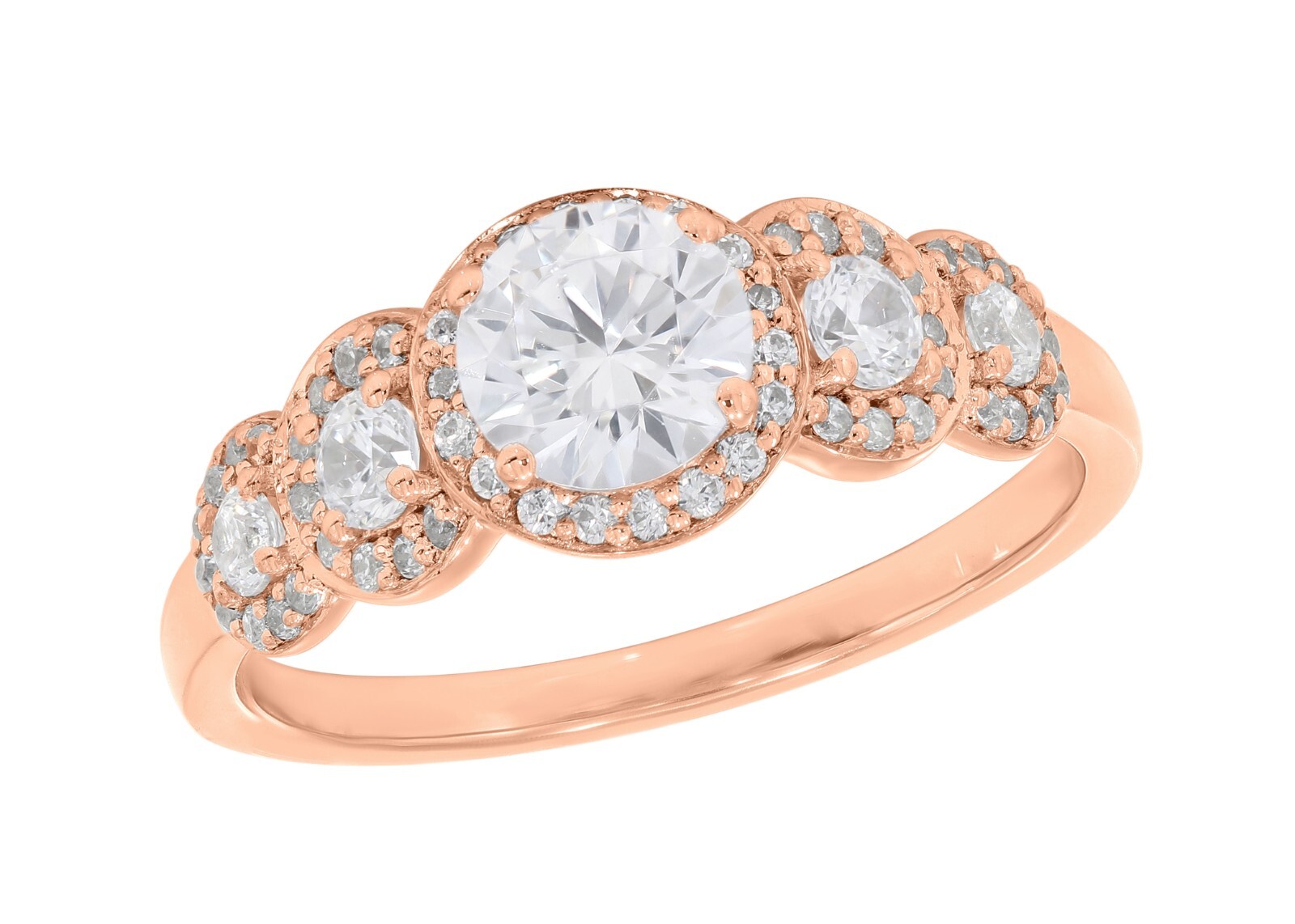 1.08 ct Round Lab Grown Diamond Ring Certified 14k White Gold