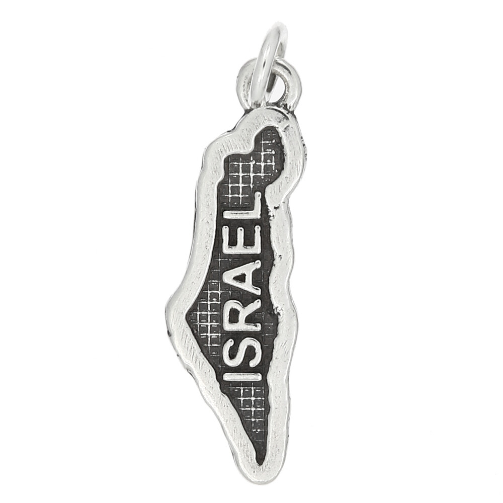 Sterling Silver Israel Country Map Travel Charm or Pendant