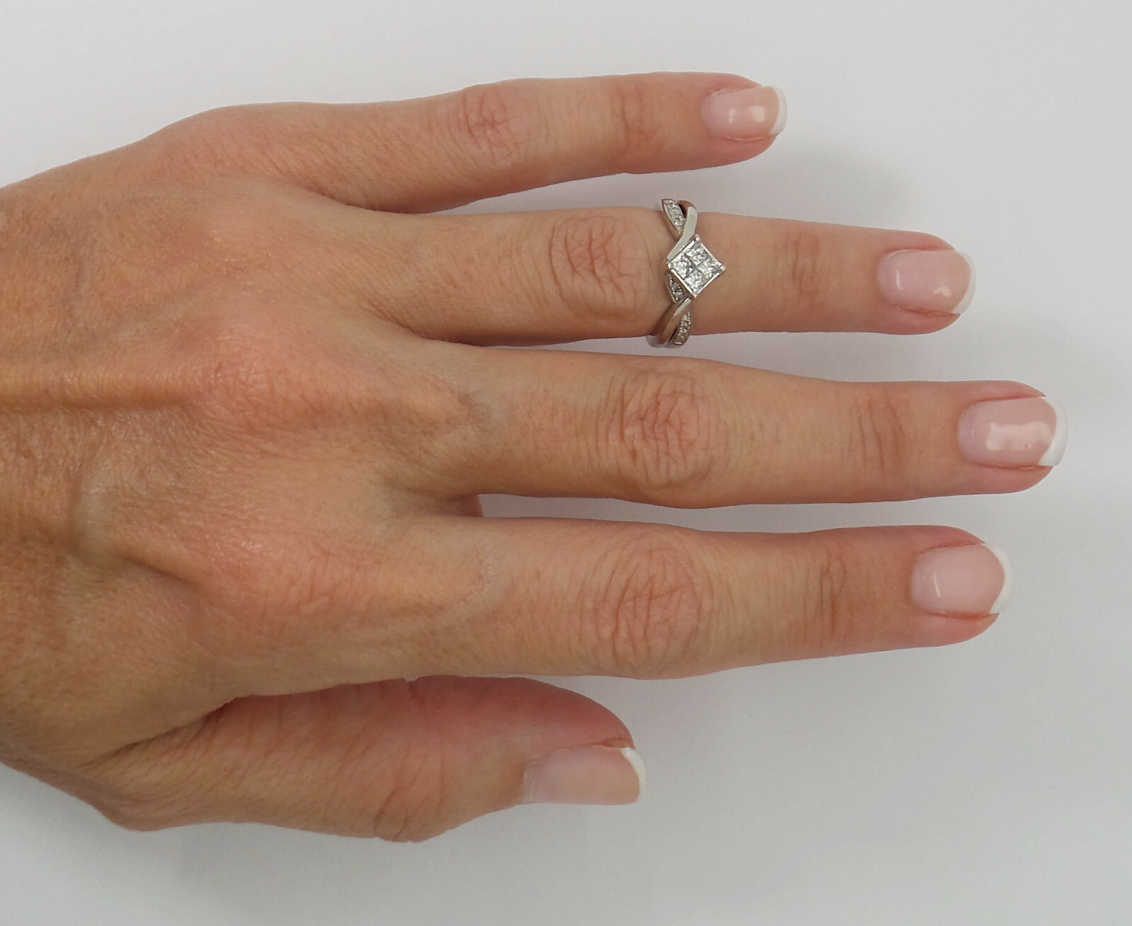 1/2CT Natural Diamond Cluster Engagement Wedding Bridal Ring Band 10K White Gold