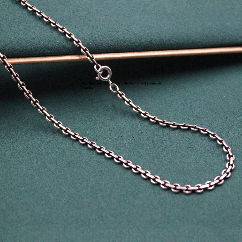 Pure S925 Sterling Silver Chain 3mm Flat Solid O Link Necklace 11-12g 19.6inch