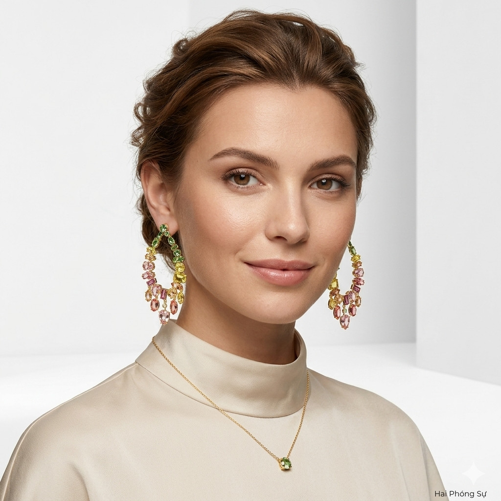 Swarovski Gema Drop Earrings – Multi-Color Crystal Floral Cluster Jewelry