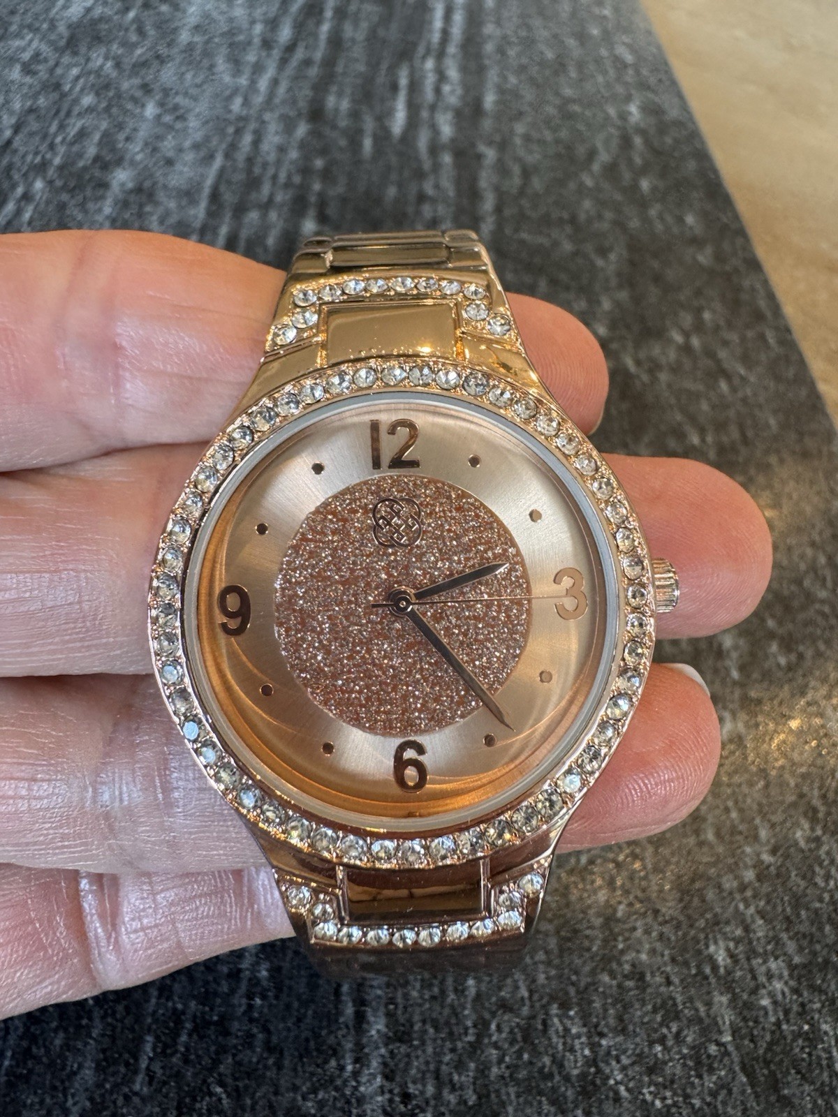 Geneva Rose Gold Crystal Watch (Running)