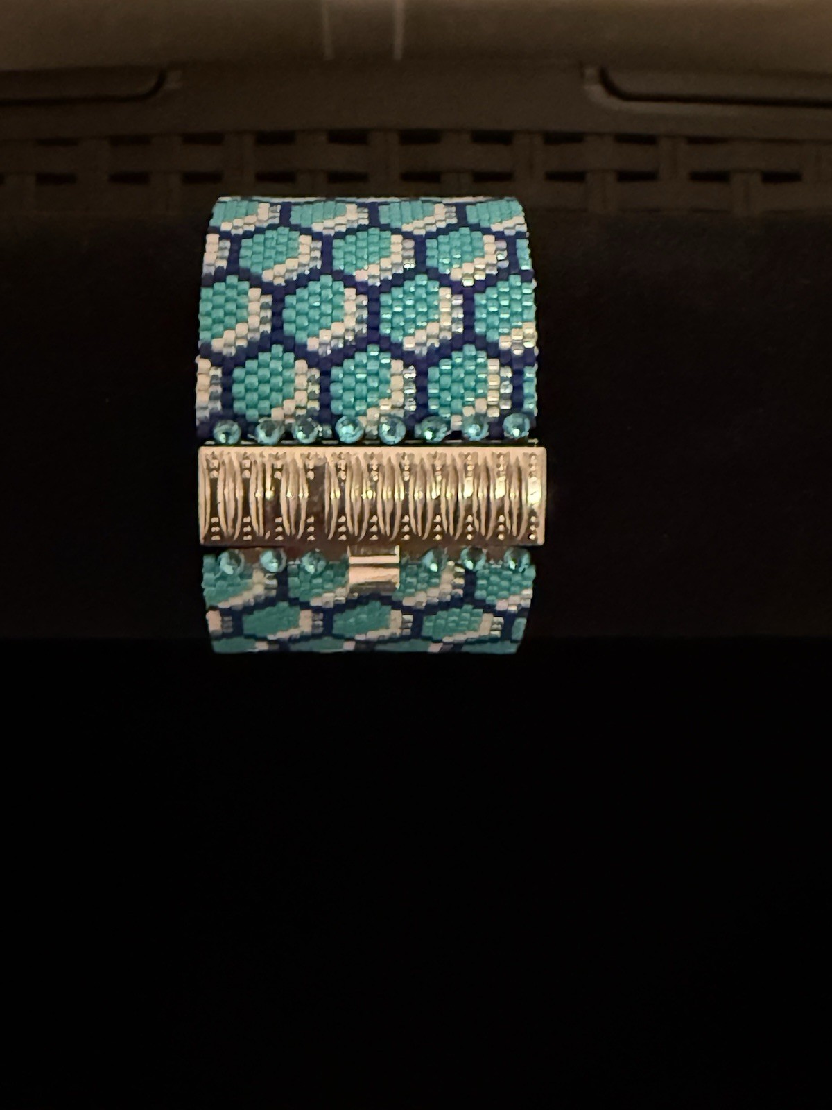 Handmade Honeycomb, Seed bead Bracelet. Length 7.5”.