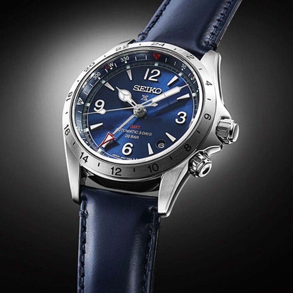Seiko Prospex SPB377J1 Alpinist Blue Dial GMT Leather 200m Automatic