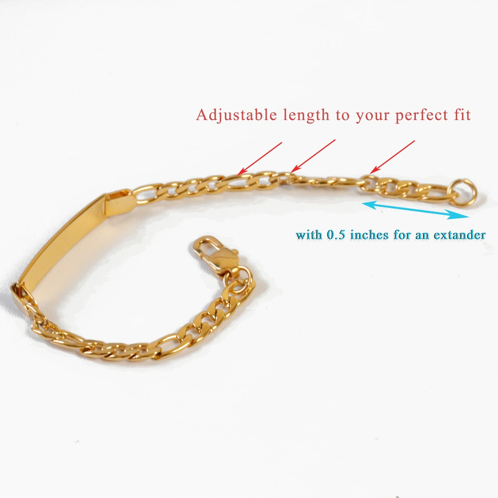 14K Gold Filled Baby Bracelet With Engraving 6” adjustable Christmas Gift-14