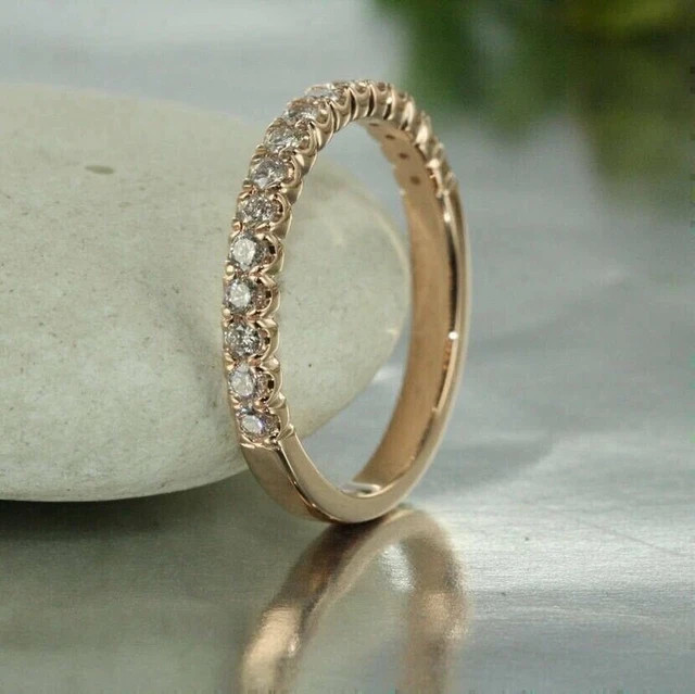 2CT Round Lab Created Diamond Eternity Wedding Band Ring 14K Yellow Gold Finish