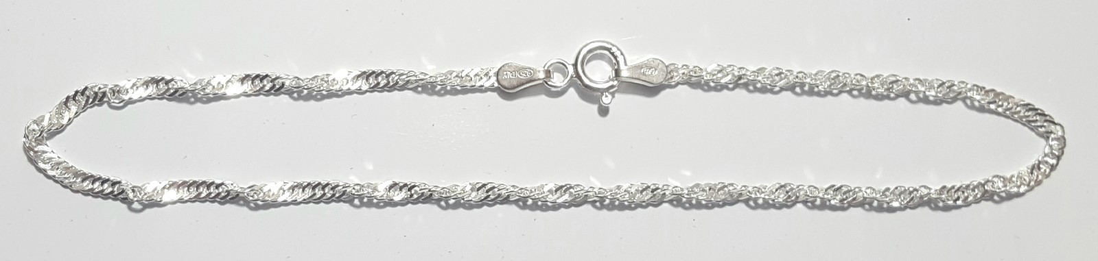 Singapore Link Bracelet 7 inch Long 925 Sterling Silver 2 mm wide made in Italy