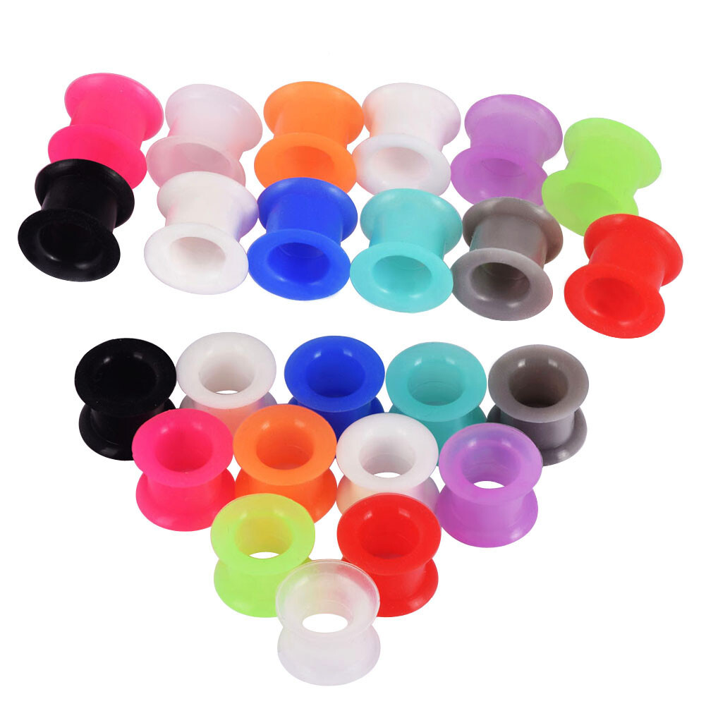 Pair Thick Silicone Ear Plugs Soft Ear Gauges Tunnel Earrings Earlets Earskin