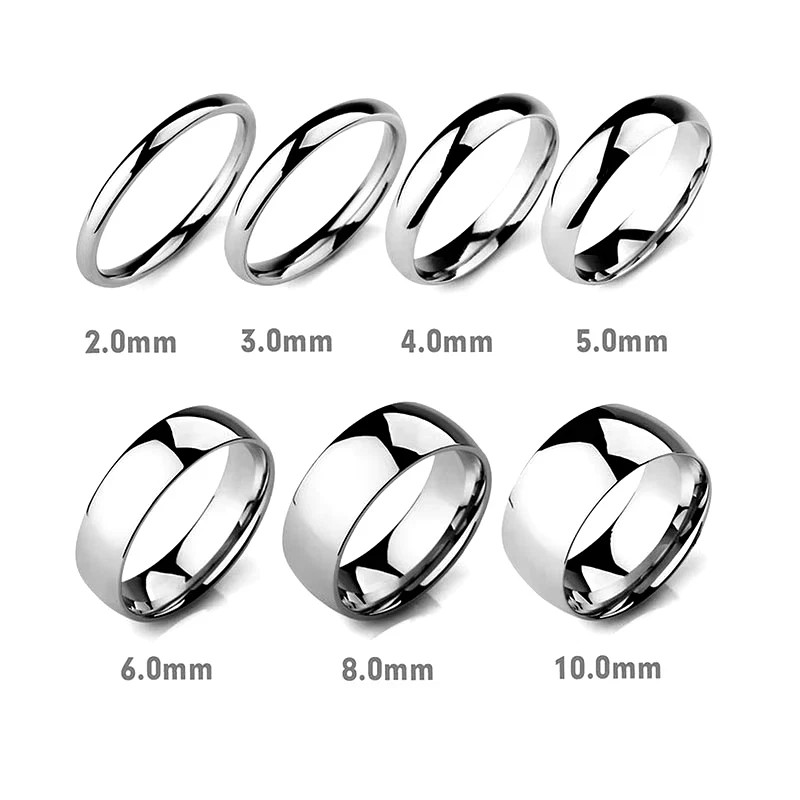 Stainless Steel Silver Polished Plain Wedding Band Ring 2mm 3mm 4mm 6mm 8mm 10m