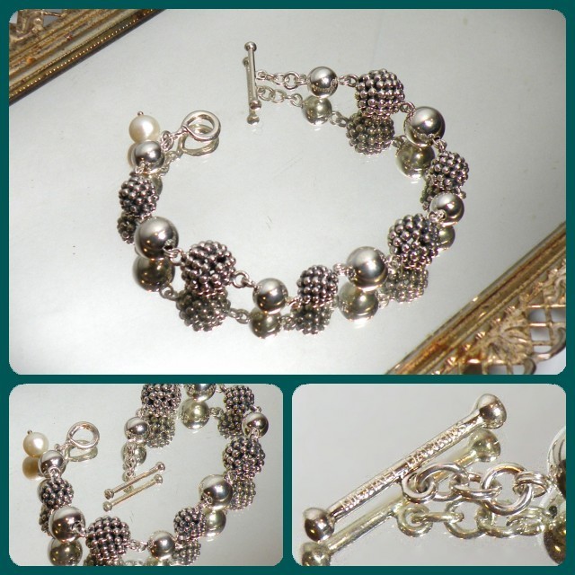 MICHAEL DAWKINS STERLING SILVER STARRY NIGHT PEARL BEADED BRACELET 925 QVC JTV