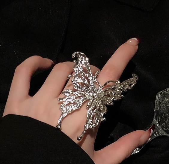Large Butterfly Adjustable Ring for Women Fashion Jewelry Accessory