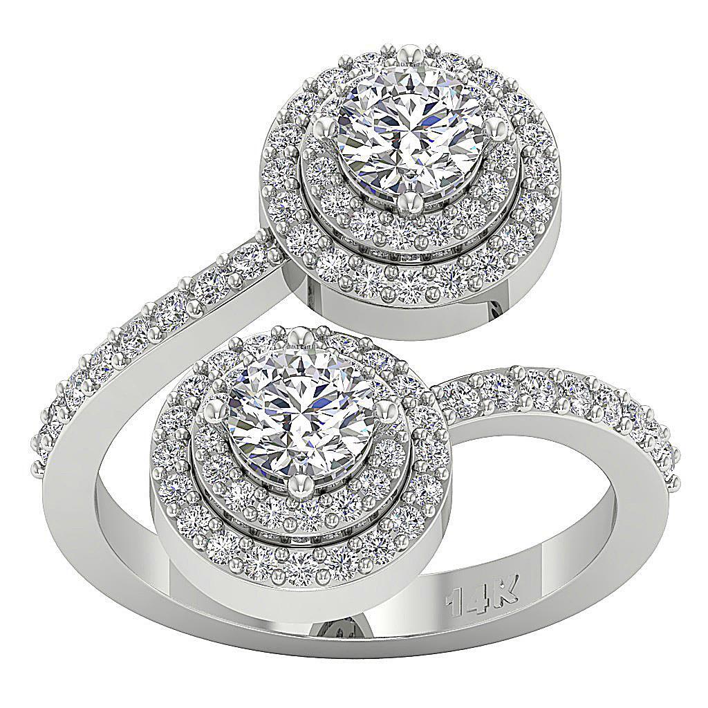I1 G 1.85 Carat Natural Diamond Forever Us 2 Stone Halo Solitaire Ring 14K Gold