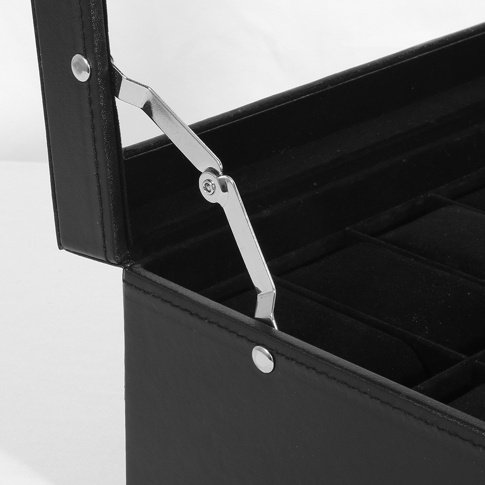 12 Slots Watch Box PU Leather Watch Case Lockable Jewelry Storage Display Case