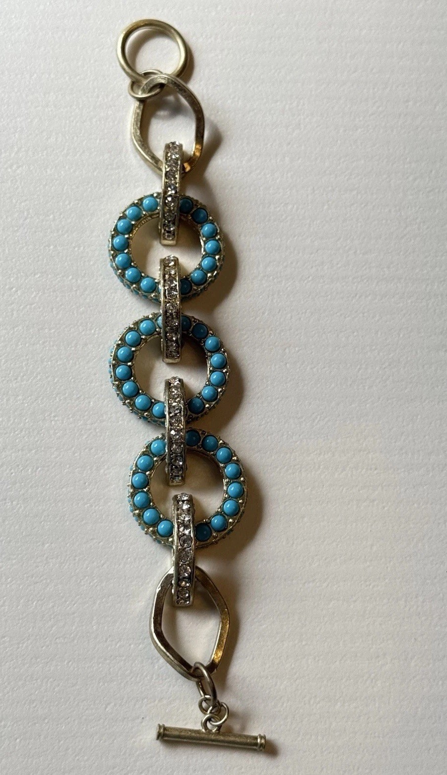 Women’s Contemporary Summer Bracelet With Blue Beads And Rhinestones – 7.5 “