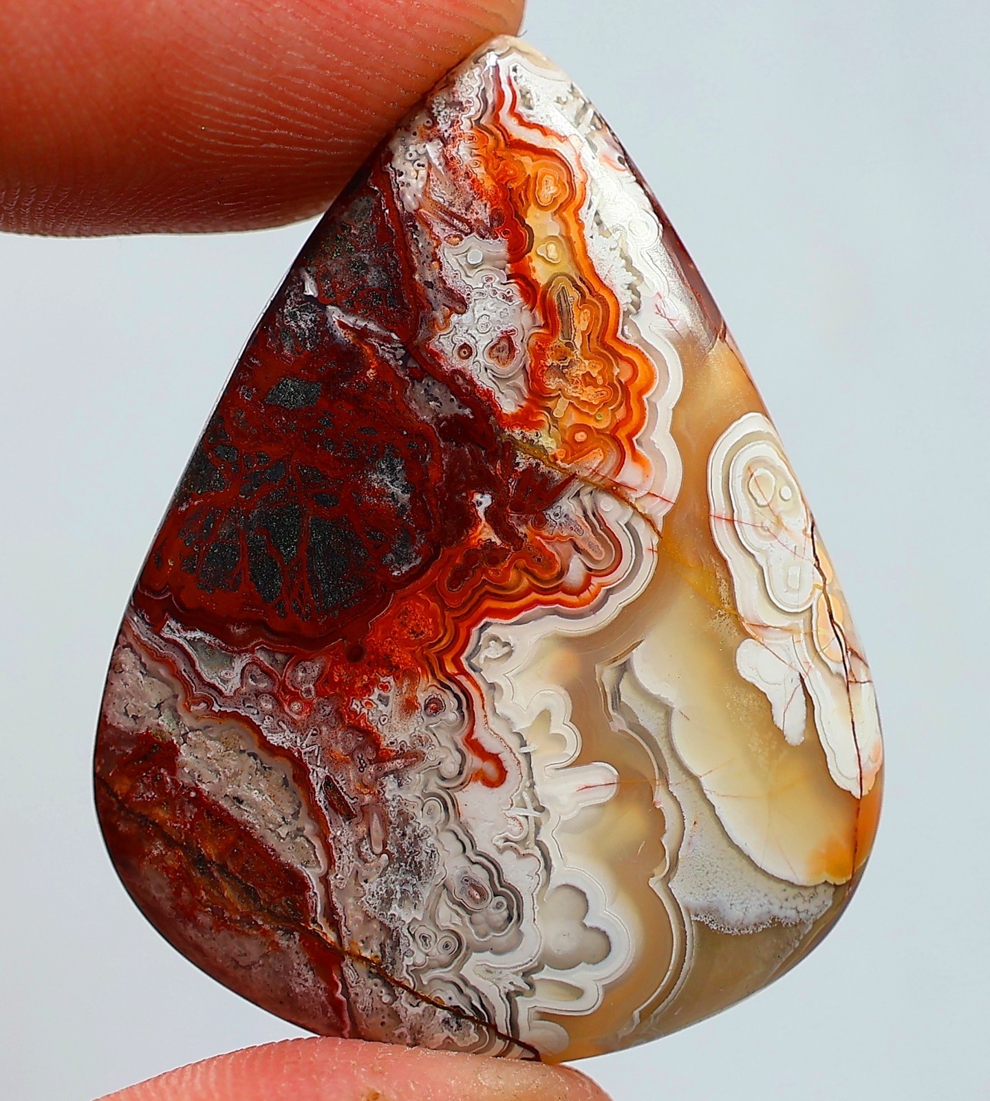 49 Ct 5X30X39 mm Natural Crazy Lace Agate Pear Cabochon Gemstone HH-280