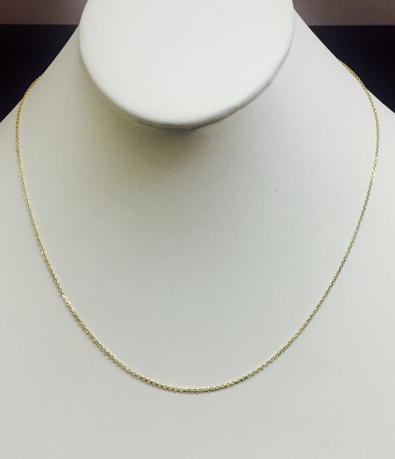 14k Yellow Gold 16″ Solid Cable Link Pendant Chain/Necklace 1.1 mm 1.4 Grams