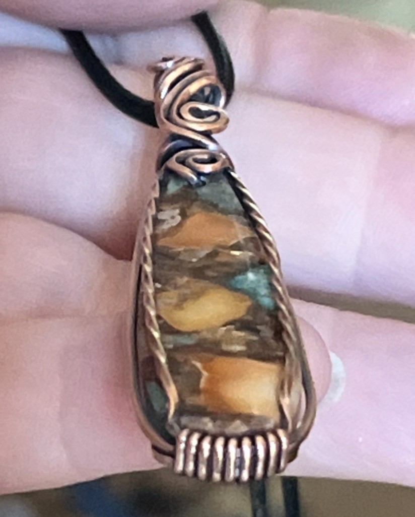 Sea Sediment Jasper ~ Handmade Copper wire wrapped pendant 12m