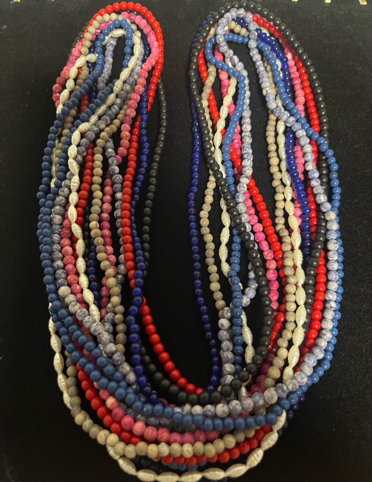 Strains of 8 Beaded Necklaces Multiple Colors Same Length