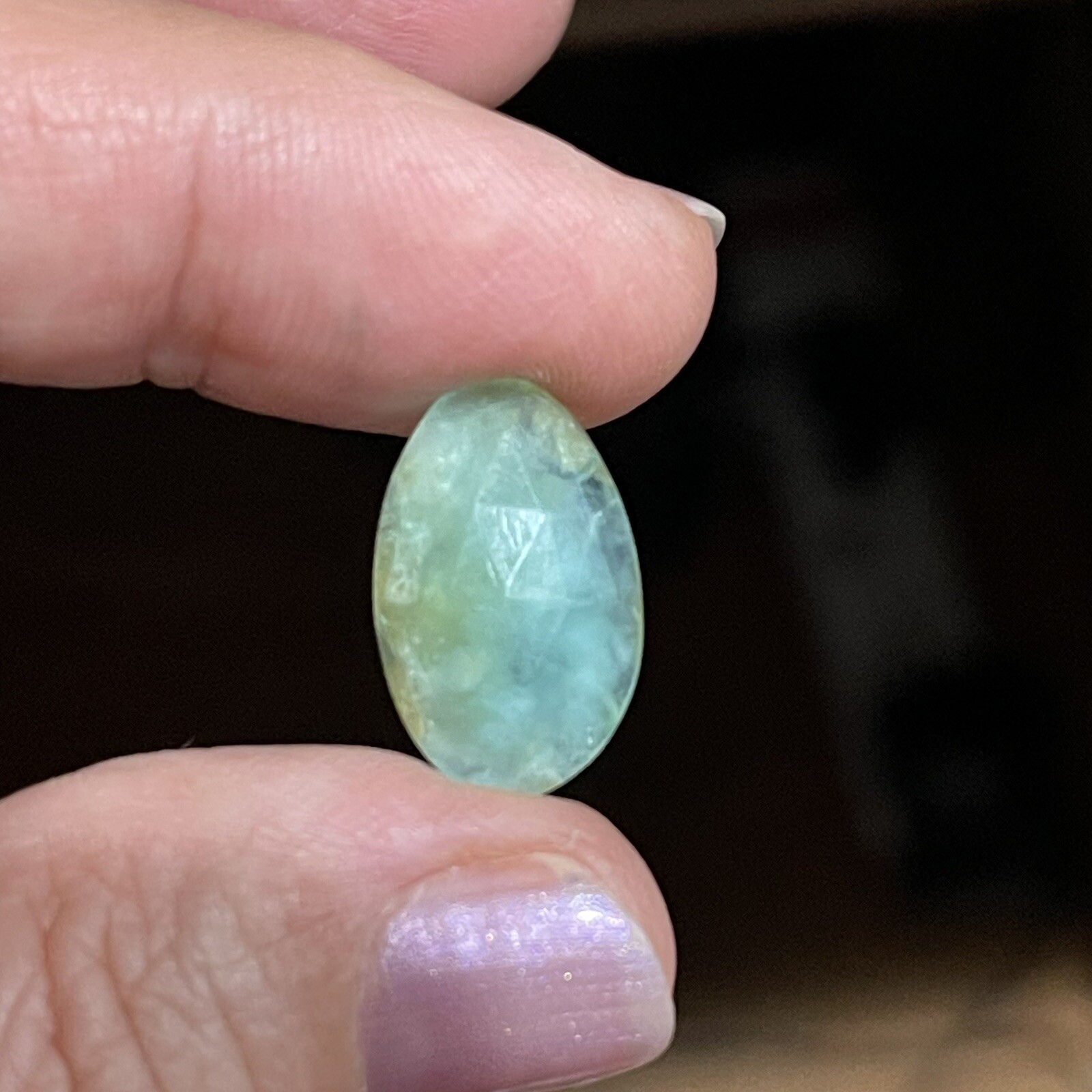 15.4ct 10-30mm 4pcs Lot Blue Peruvian Opal Cabochon Rose Cut Faceted Gems