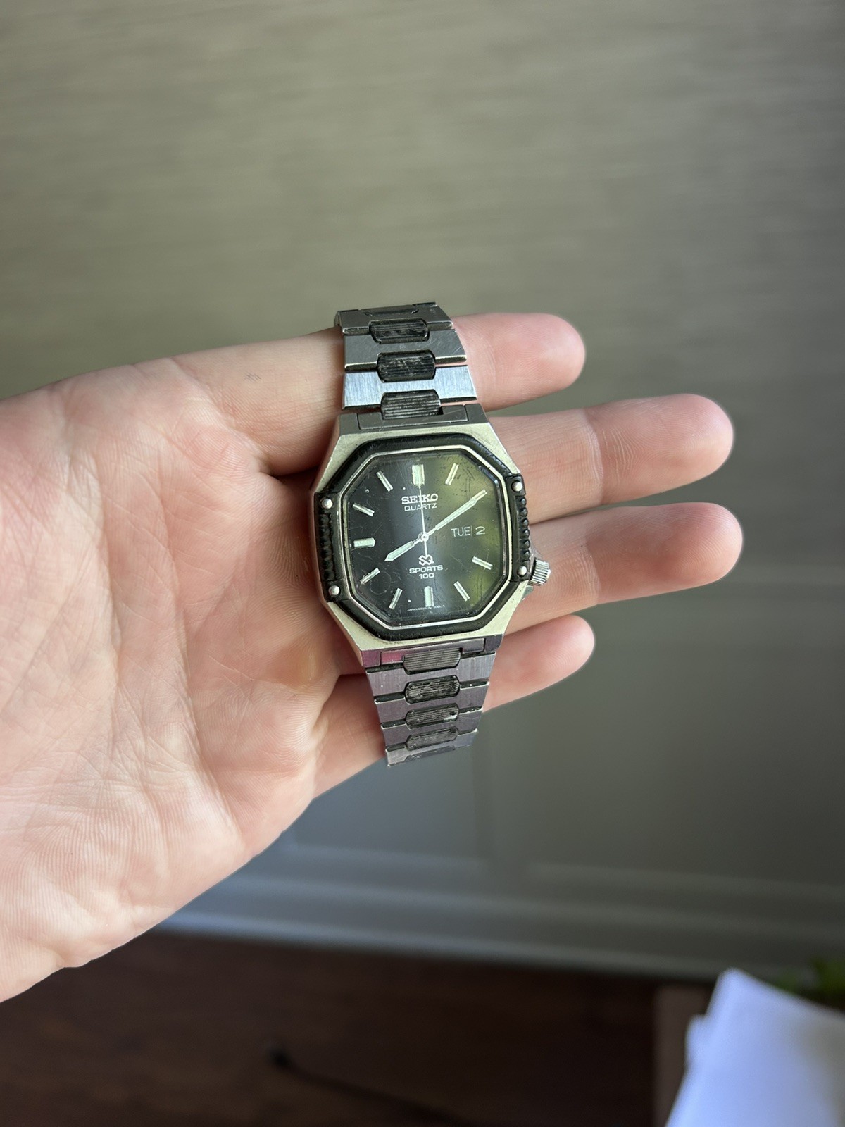 Rare Seiko SQ vintage Sports 100 6923-5079 royal oak style watch works