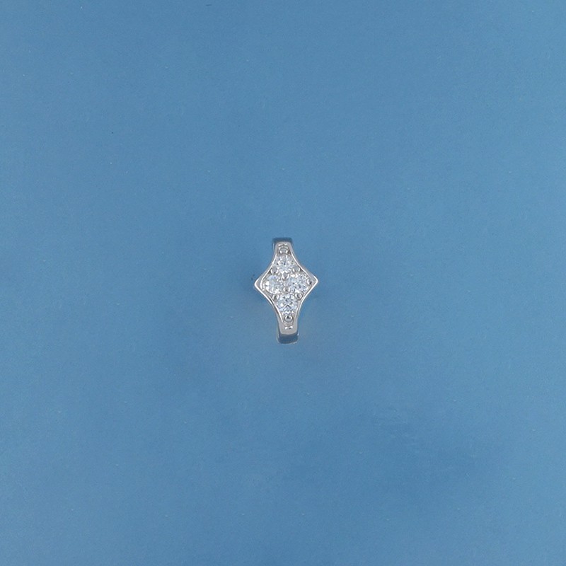 Sterling Silver CZ Curved Rhombus Hinged Pendant Bail Connector Shortener #33343