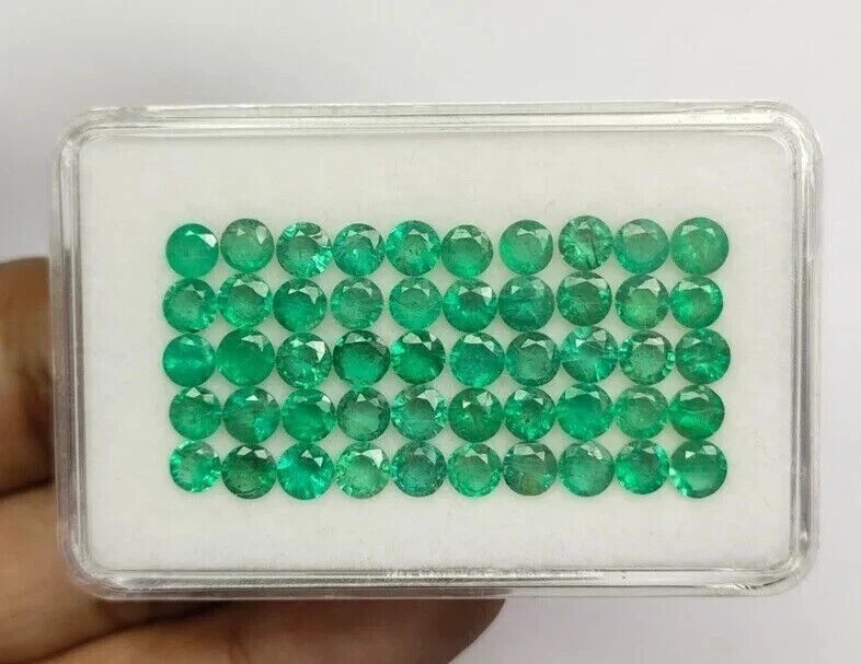 Natural Colombia Green Emerald 5 MM Round 15Pcs Lot EGL Certified Loose Gemstone